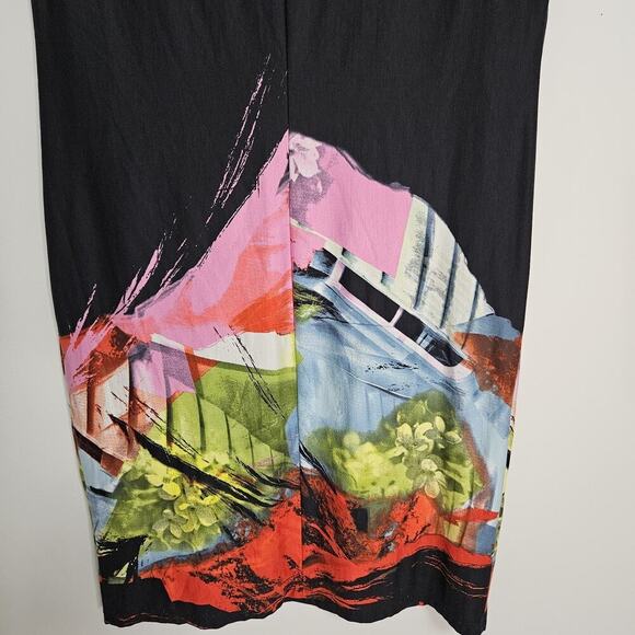 Simon Chang Designer Black Shift Dress Wearable Art Mesh Lace Shoulders Size 8 - Picture 7 of 10